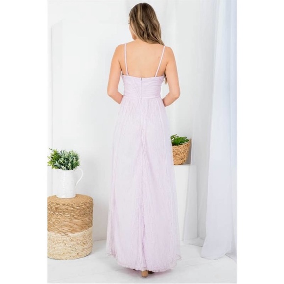 Lace Overlay Lavender Spaghetti Strap Maxi Dress - Picture 5 of 6